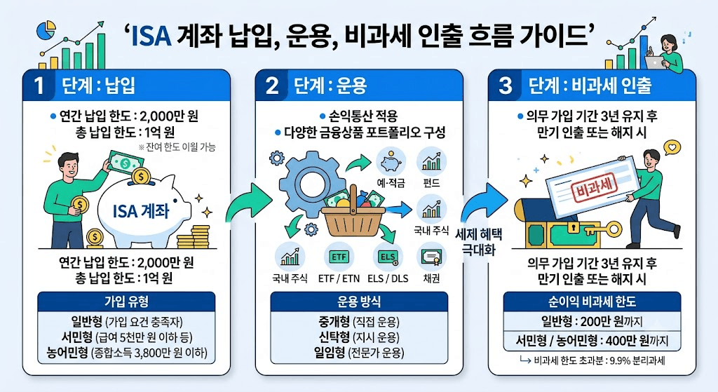 ISA 계좌 절세 혜택 구조 인포그래픽